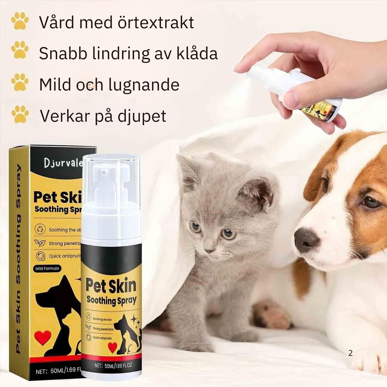 Djurvalet - Lindrande hudspray för pälsdjur