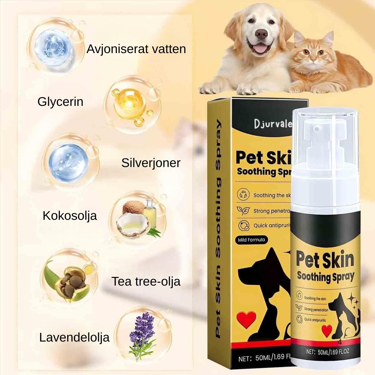 Djurvalet - Lindrande hudspray för pälsdjur